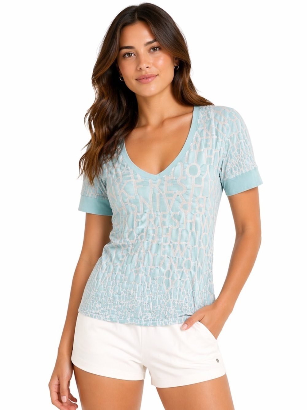 Lululemon Fresh Manifesto Deep Vneck Blue Stretch Light short sleeve shirt 2